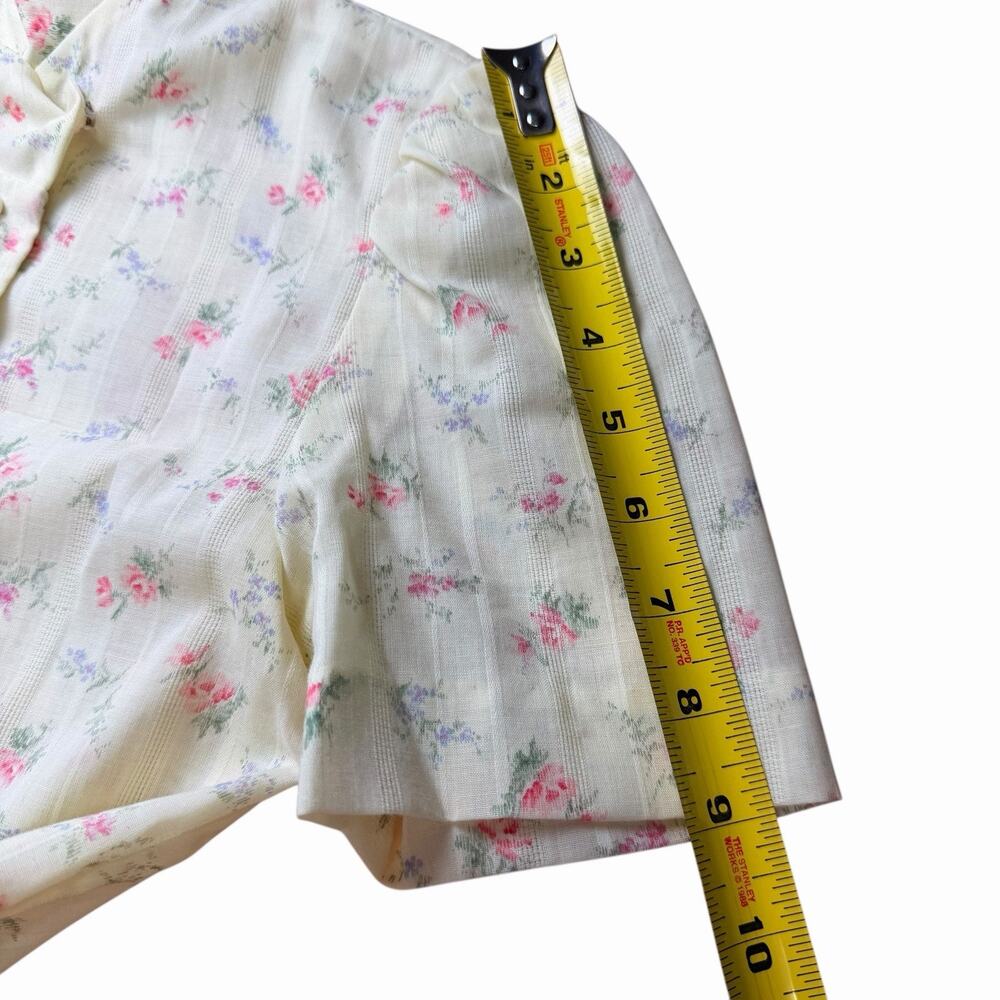 Vtg 80s Midi Dress Floral Puff Sleeves S Cottagecore Retro Feminine Schoolgirl - Picture 9 of 10